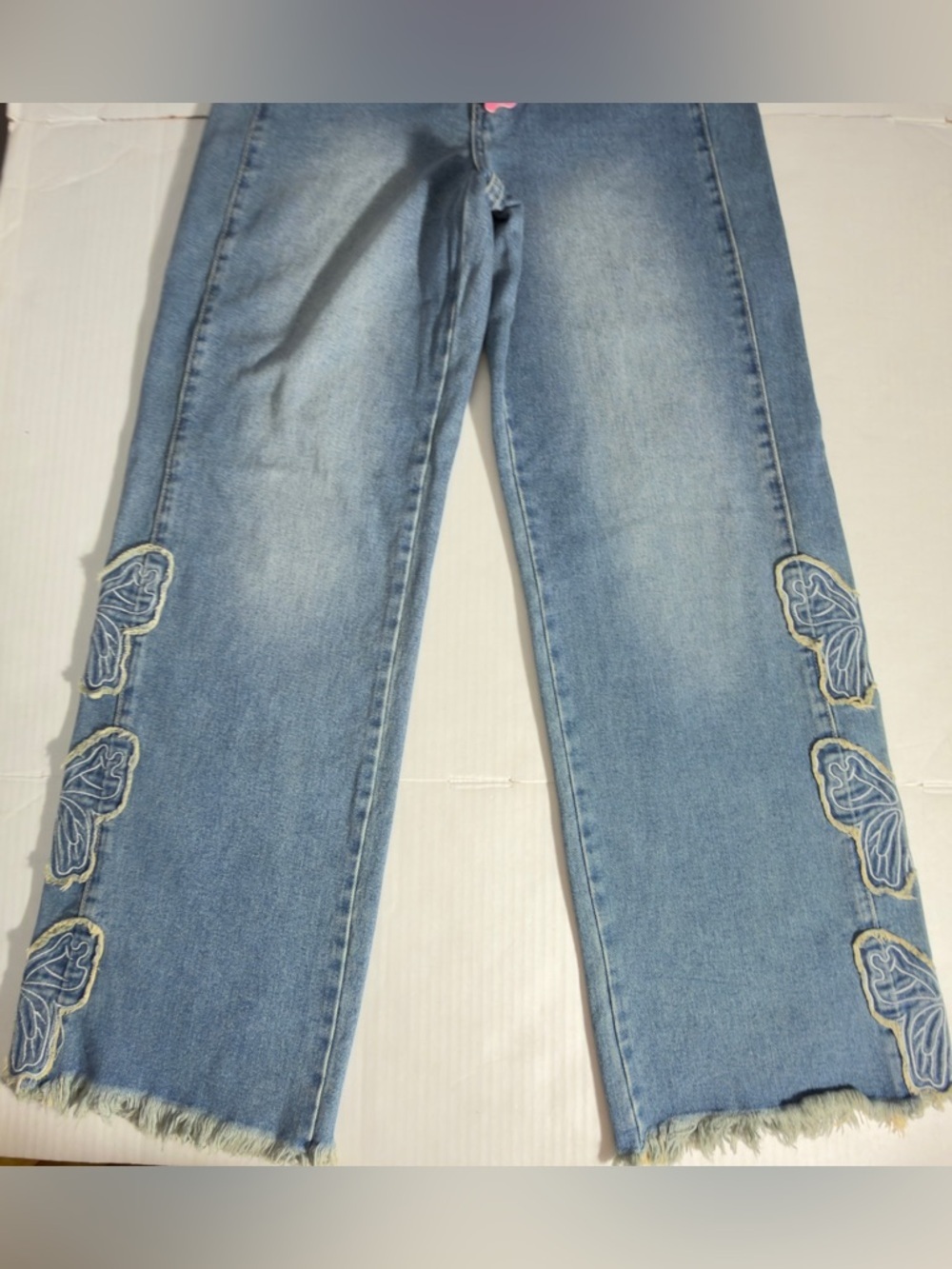 High-Rise Wide Leg Women’s Jeans in Light Blue with Embroidered Detail - Picture 5 of 16